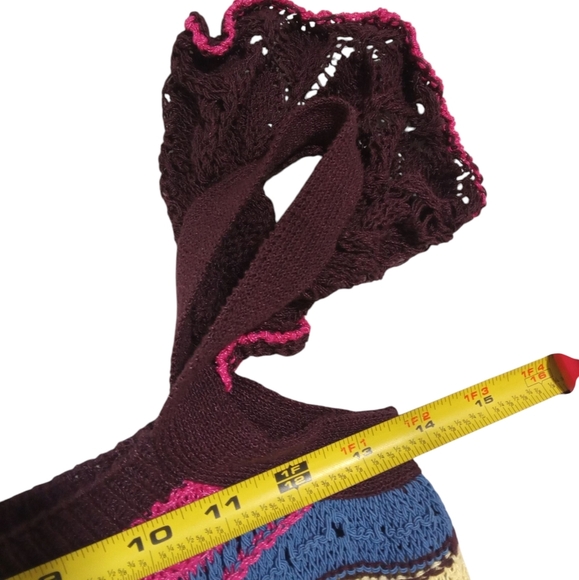 Zara Women's Multicolor Striped Knit Midi  Ruffle Sleeve Scoop Neck Boho Medium - Picture 5 of 7